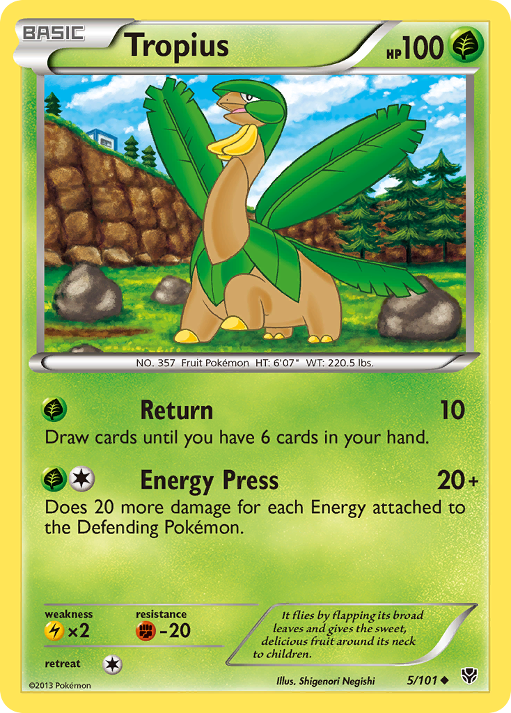 Tropius 5/101 Pokémon card from Plasma Blast (2013), English Uncommon