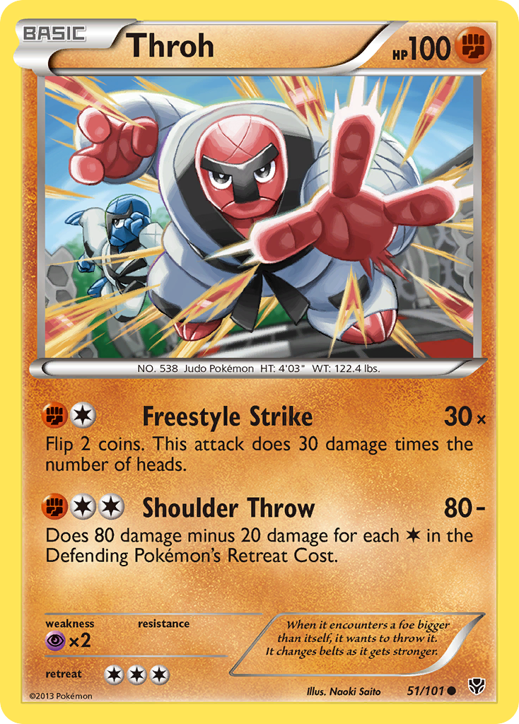 Throh 51/101 Pokémon card from Plasma Blast (2013), English Common