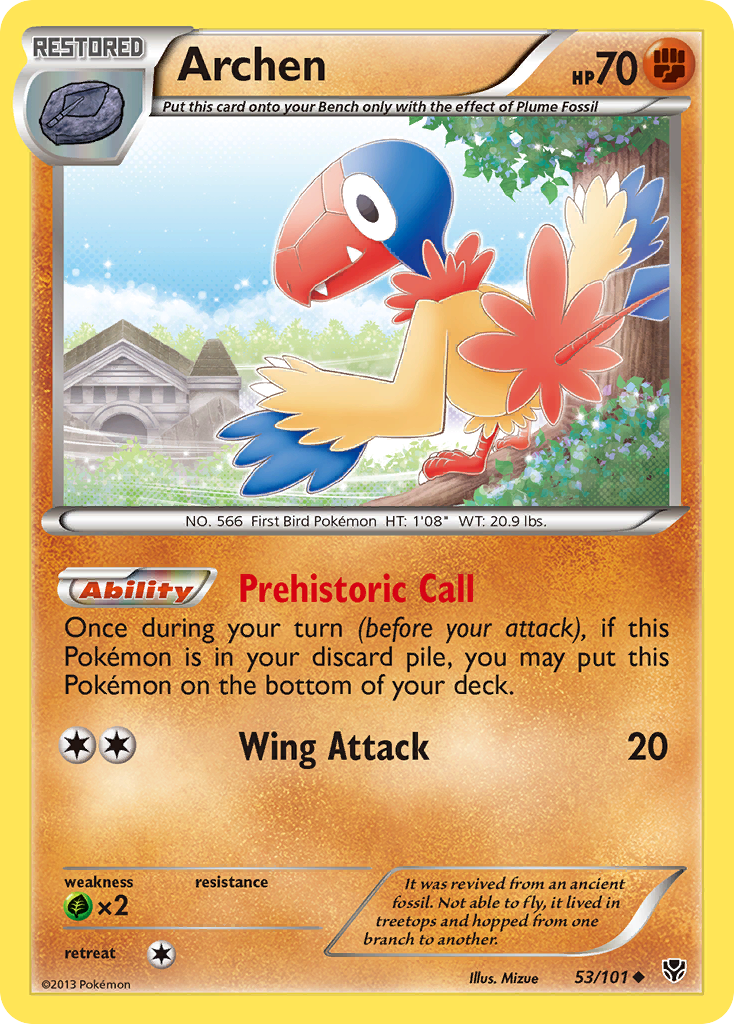 Archen 53/101 Pokémon card from Plasma Blast (2013), English Uncommon