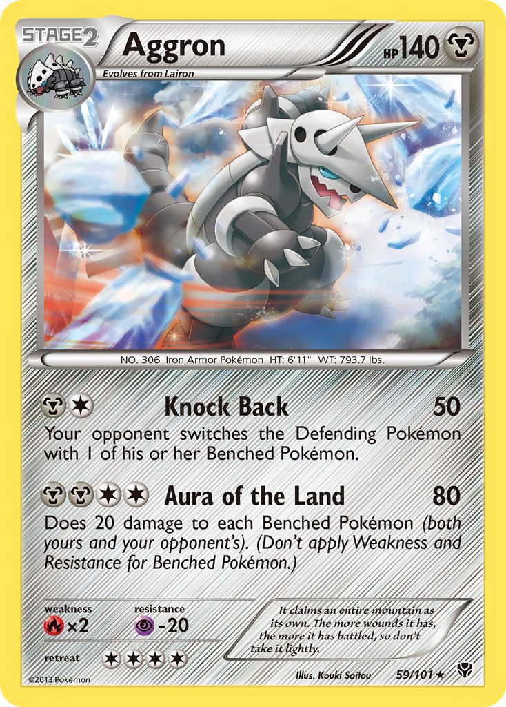 Aggron 59/101 Pokémon card from Plasma Blast (2013), English Rare