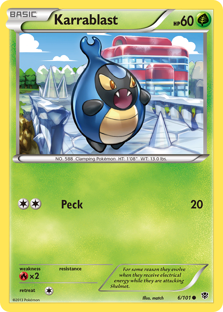 Karrablast 6/101 Pokémon card from Plasma Blast (2013), English Common