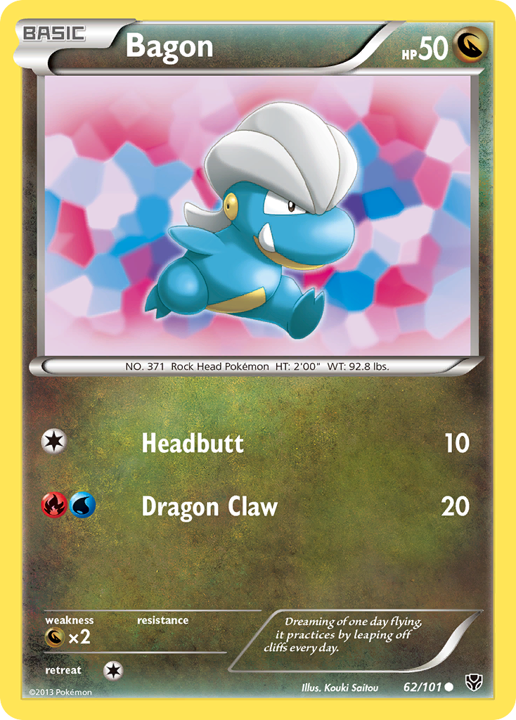 Bagon 62/101 Pokémon card from Plasma Blast (2013), English Common