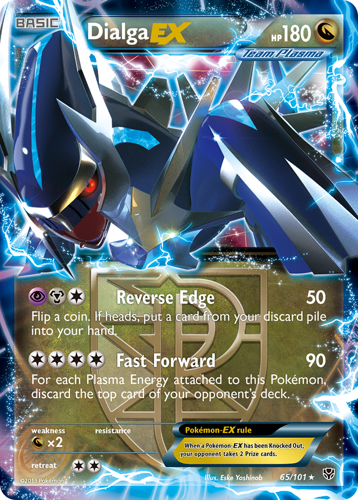 Dialga-EX 65/101 Pokémon card from Plasma Blast (2013), English Rare Holo EX
