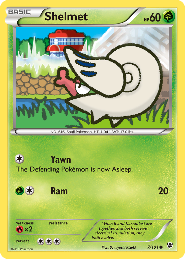 Shelmet 7/101 Pokémon card from Plasma Blast (2013), English Common