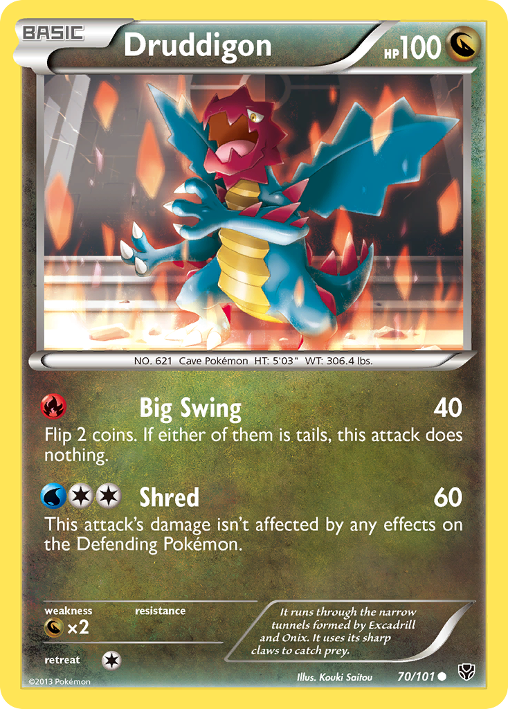 Druddigon 70/101 Pokémon card from Plasma Blast (2013), English Common
