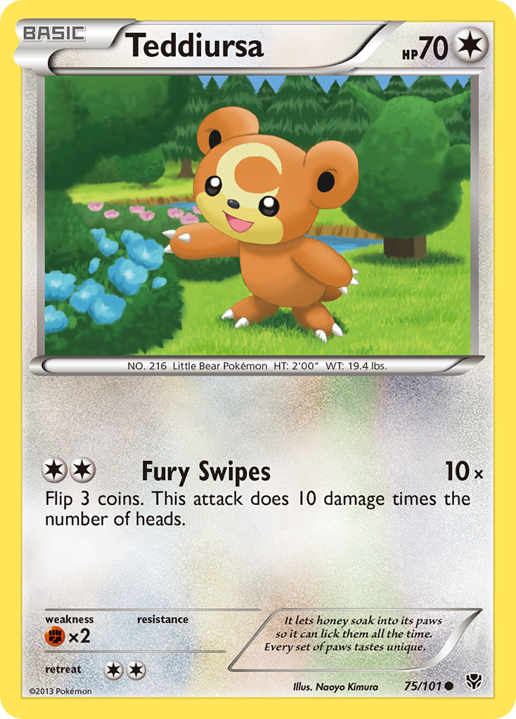 Teddiursa 75/101 Pokémon card from Plasma Blast (2013), English Common