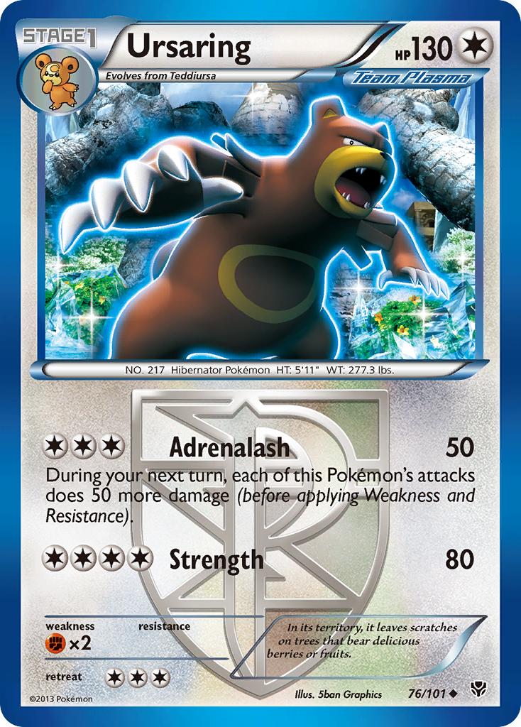 Ursaring 76/101 Pokémon card from Plasma Blast (2013), English Uncommon
