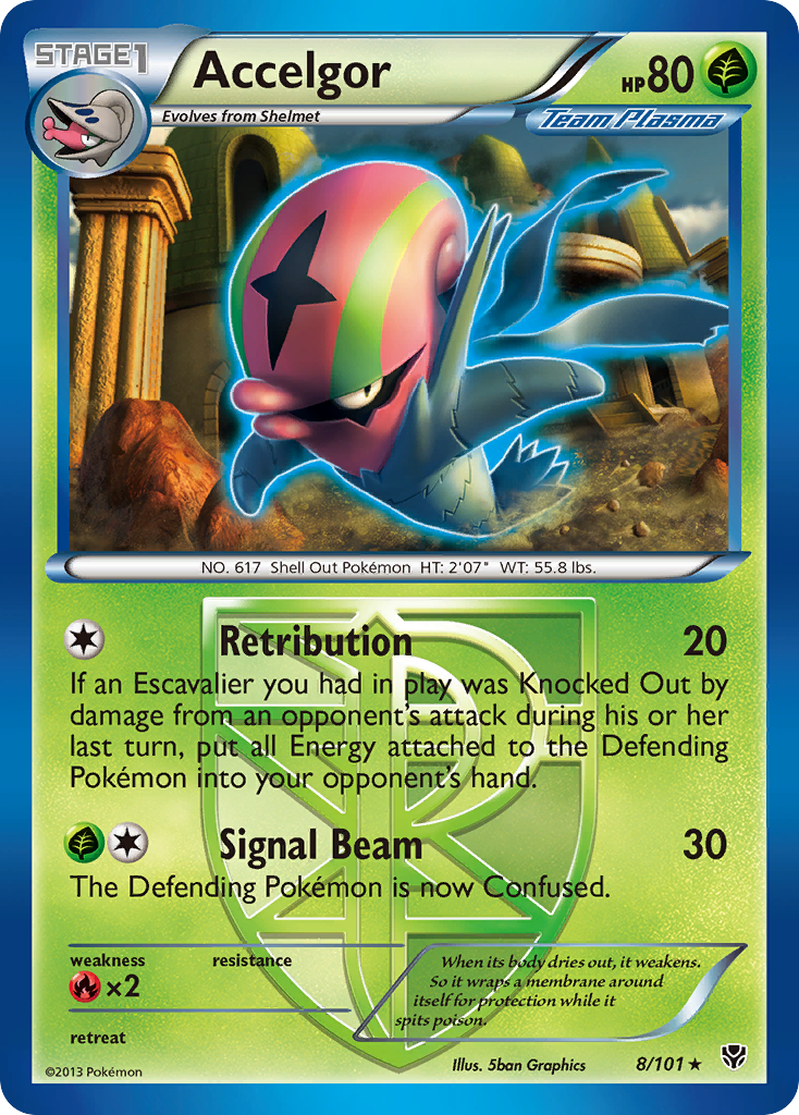 Accelgor 8/101 Pokémon card from Plasma Blast (2013), English Rare