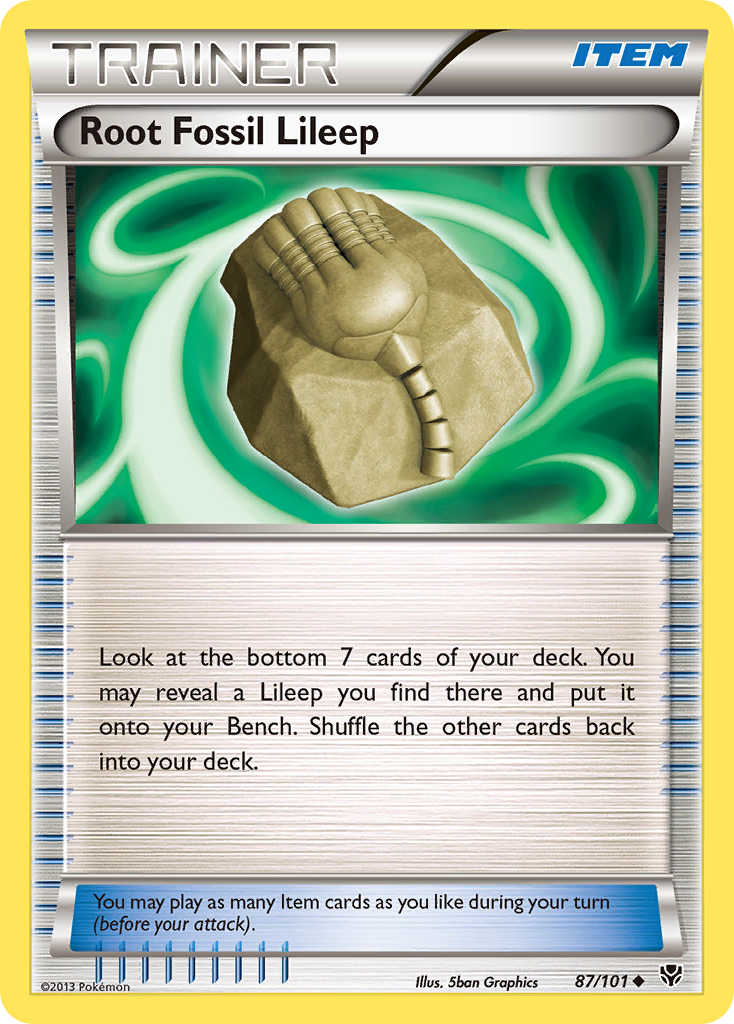 Root Fossil Lileep 87/101 Pokémon card from Plasma Blast (2013), English Uncommon