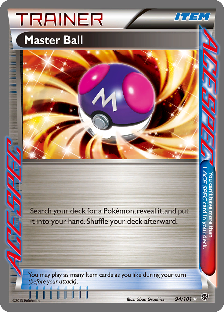 Master Ball 94/101 Pokémon card from Plasma Blast (2013), English Rare ACE