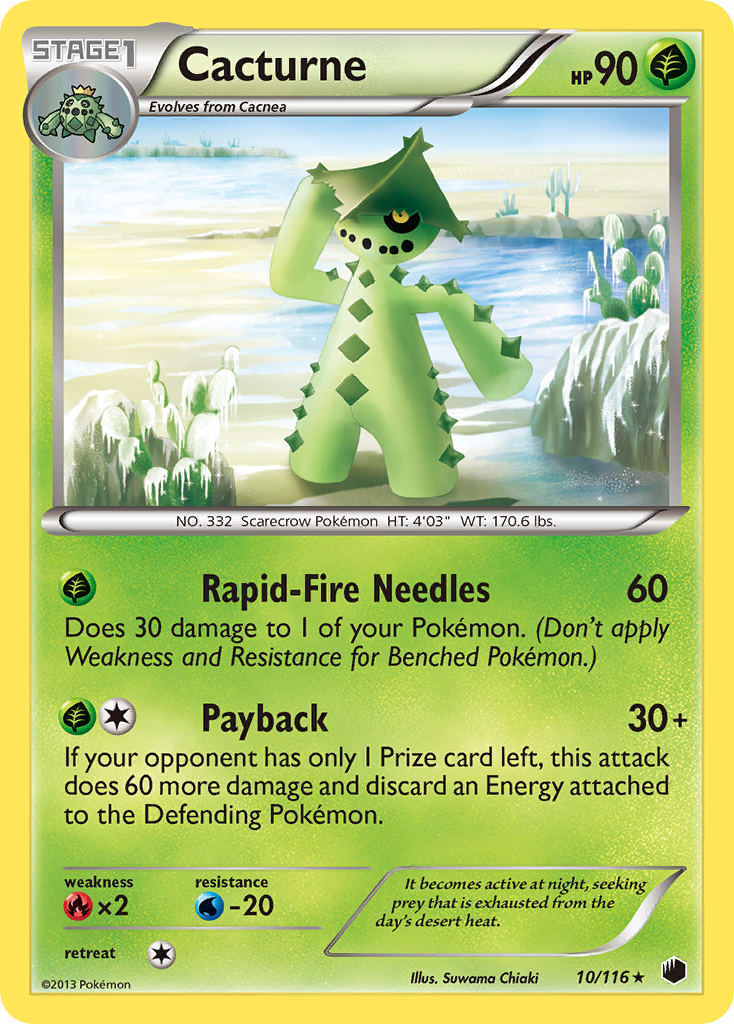 Cacturne 10/116 Pokémon card from Plasma Freeze (2013), English Rare