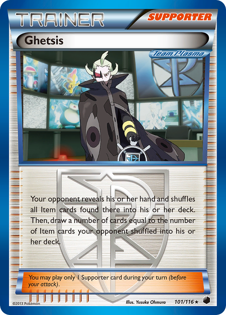 Ghetsis 101/116 Pokémon card from Plasma Freeze (2013), English Rare Holo
