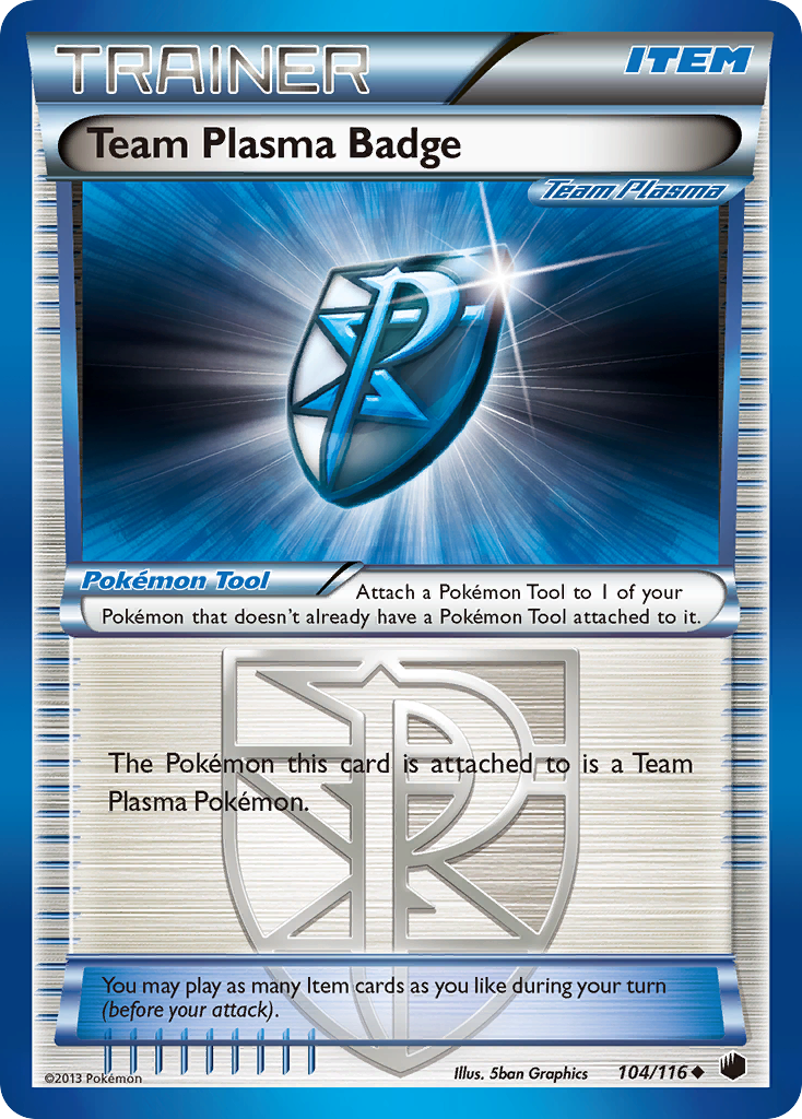 Team Plasma Badge 104/116 Pokémon card from Plasma Freeze (2013), English Uncommon