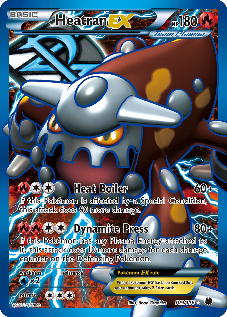 Heatran-EX 109/116 Pokémon card from Plasma Freeze (2013), English Rare Ultra
