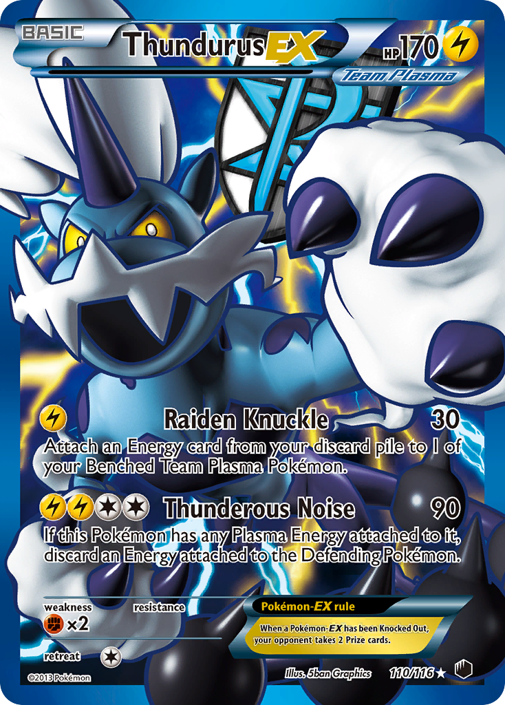 Thundurus-EX 110/116 Pokémon card from Plasma Freeze (2013), English Rare Ultra
