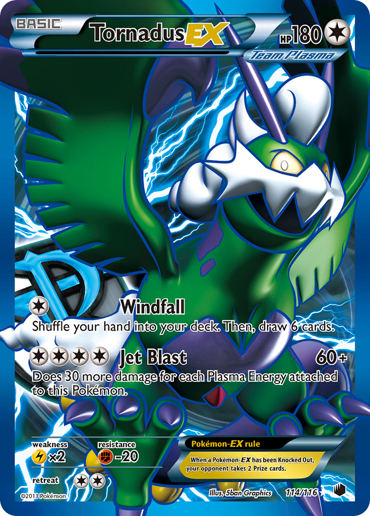 Tornadus-EX 114/116 Pokémon card from Plasma Freeze (2013), English Rare Ultra