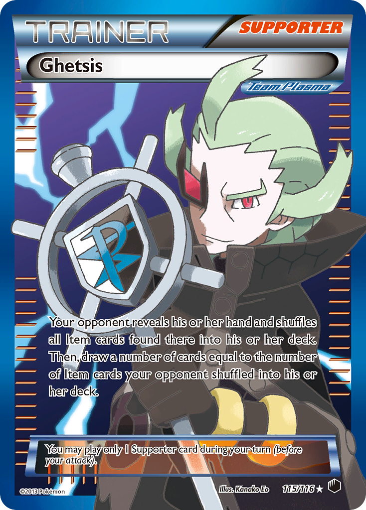 Ghetsis 115/116 Pokémon card from Plasma Freeze (2013), English Rare Ultra