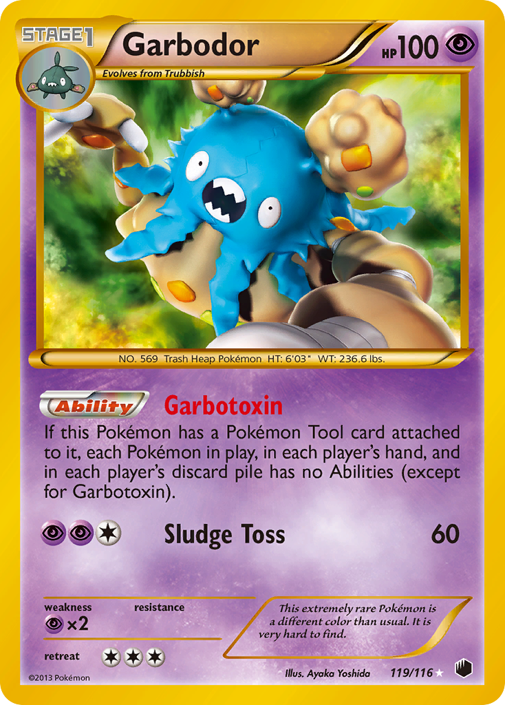 Garbodor 119/116 Pokémon card from Plasma Freeze (2013), English Rare Secret
