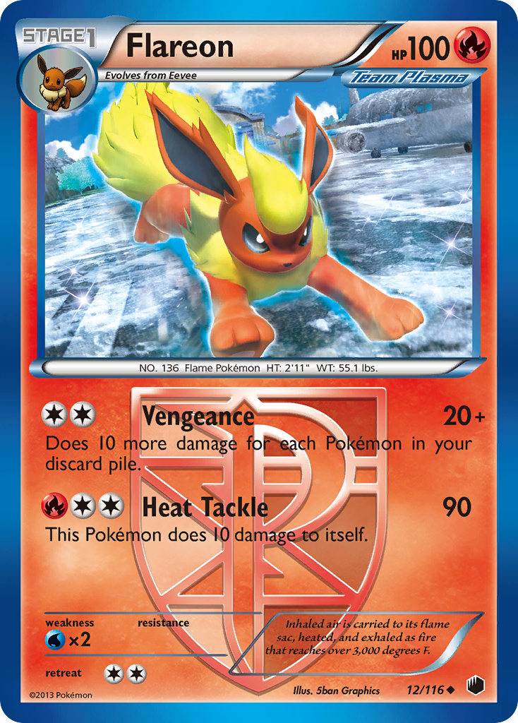 Flareon 12/116 Pokémon card from Plasma Freeze (2013), English Uncommon