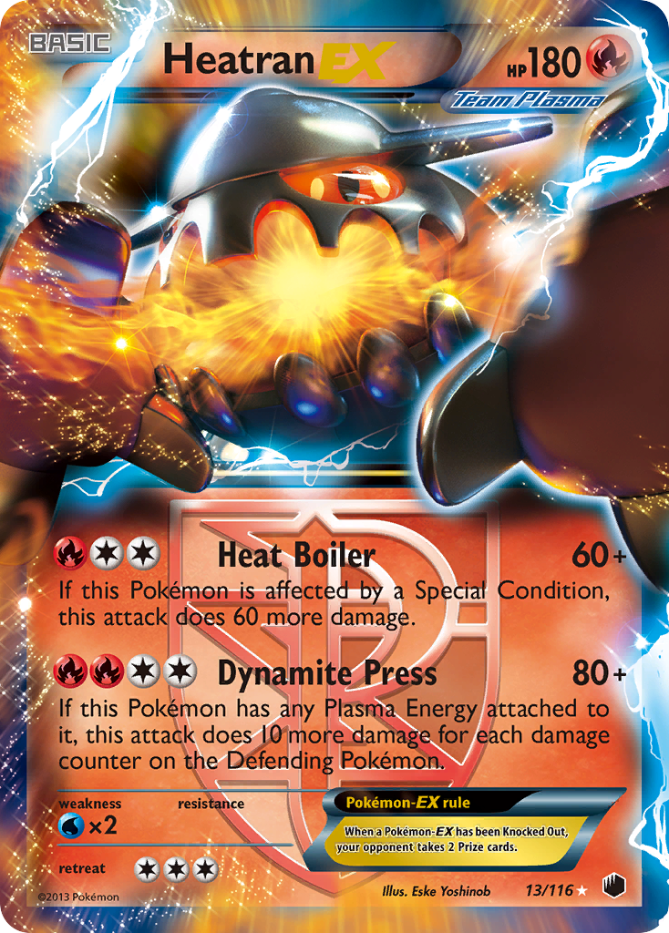 Heatran-EX 13/116 Pokémon card from Plasma Freeze (2013), English Rare Holo EX