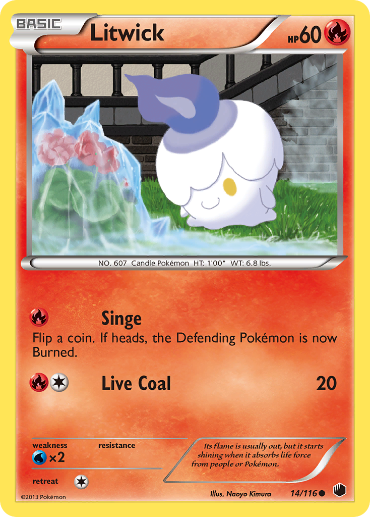 Litwick 14/116 Pokémon card from Plasma Freeze (2013), English Common