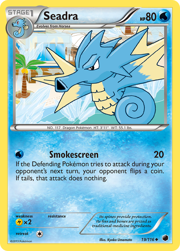 Seadra 19/116 Pokémon card from Plasma Freeze (2013), English Uncommon