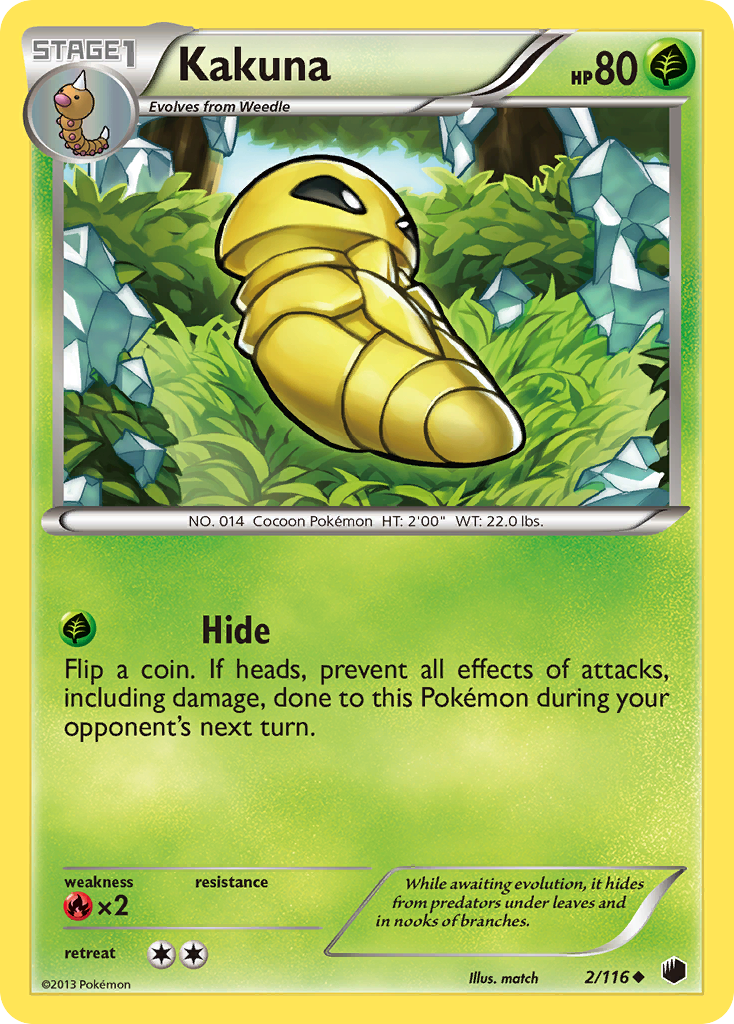 Kakuna 2/116 Pokémon card from Plasma Freeze (2013), English Uncommon