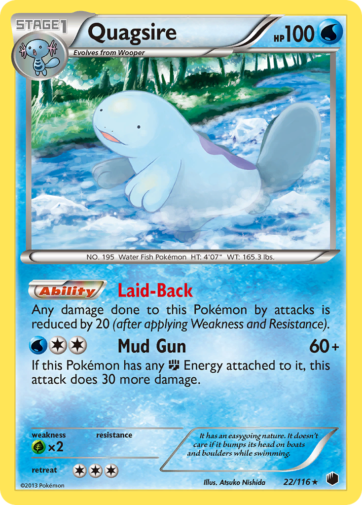 Quagsire 22/116 Pokémon card from Plasma Freeze (2013), English Rare