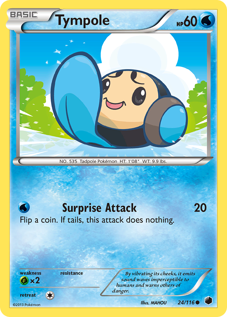 Tympole 24/116 Pokémon card from Plasma Freeze (2013), English Common