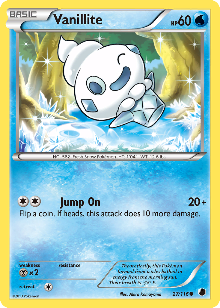 Vanillite 27/116 Pokémon card from Plasma Freeze (2013), English Common