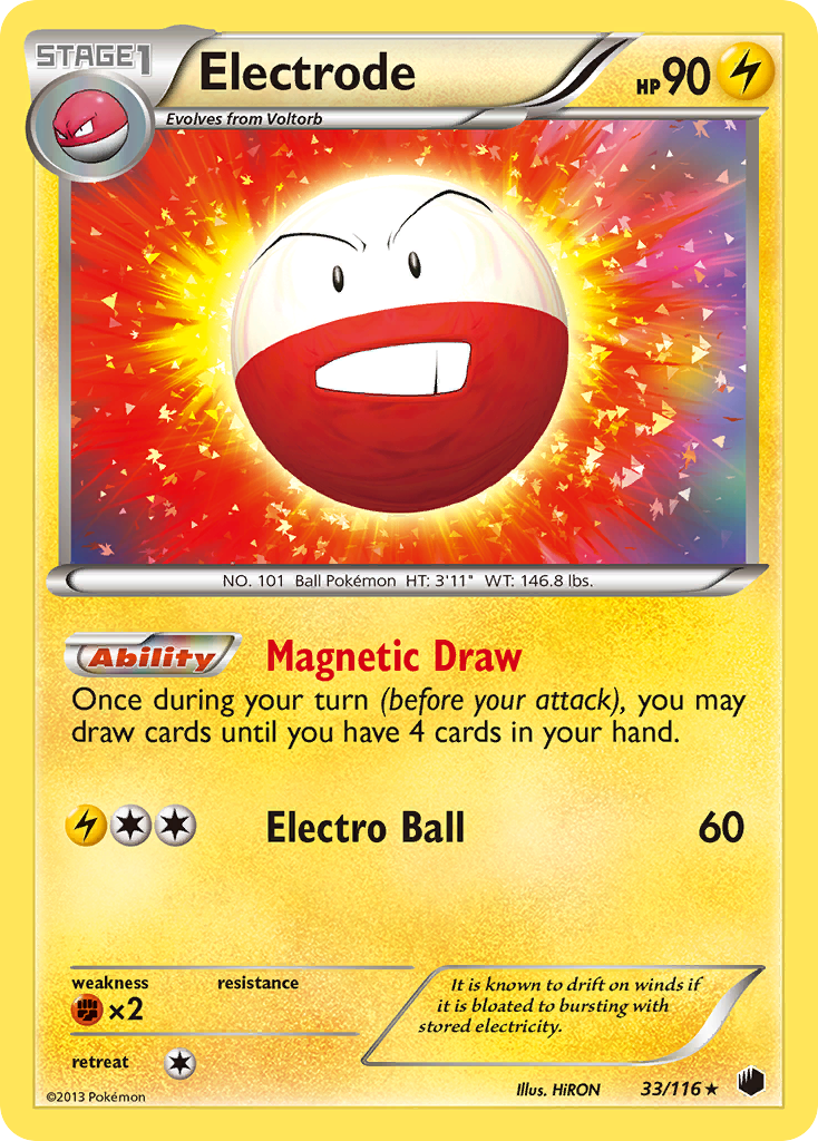 Electrode 33/116 Pokémon card from Plasma Freeze (2013), English Rare Holo