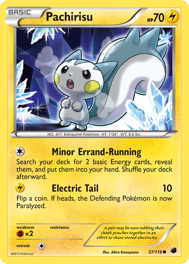 Pachirisu 37/116 Pokémon card from Plasma Freeze (2013), English Common