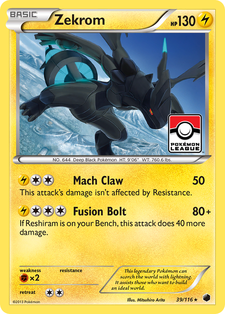 Zekrom 39/116 Pokémon card from Plasma Freeze (2013), English Rare Holo