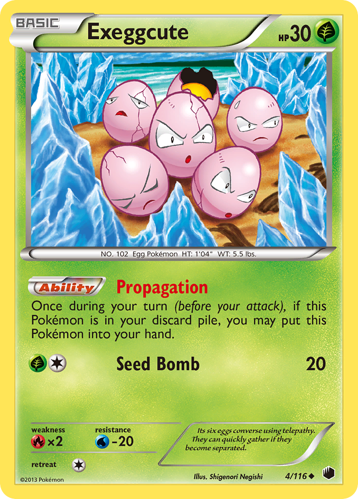 Exeggcute 4/116 Pokémon card from Plasma Freeze (2013), English Uncommon