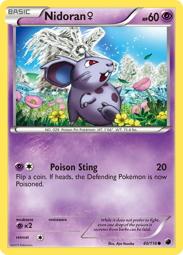 Nidoran ♀ 40/116 Pokémon card from Plasma Freeze (2013), English Common