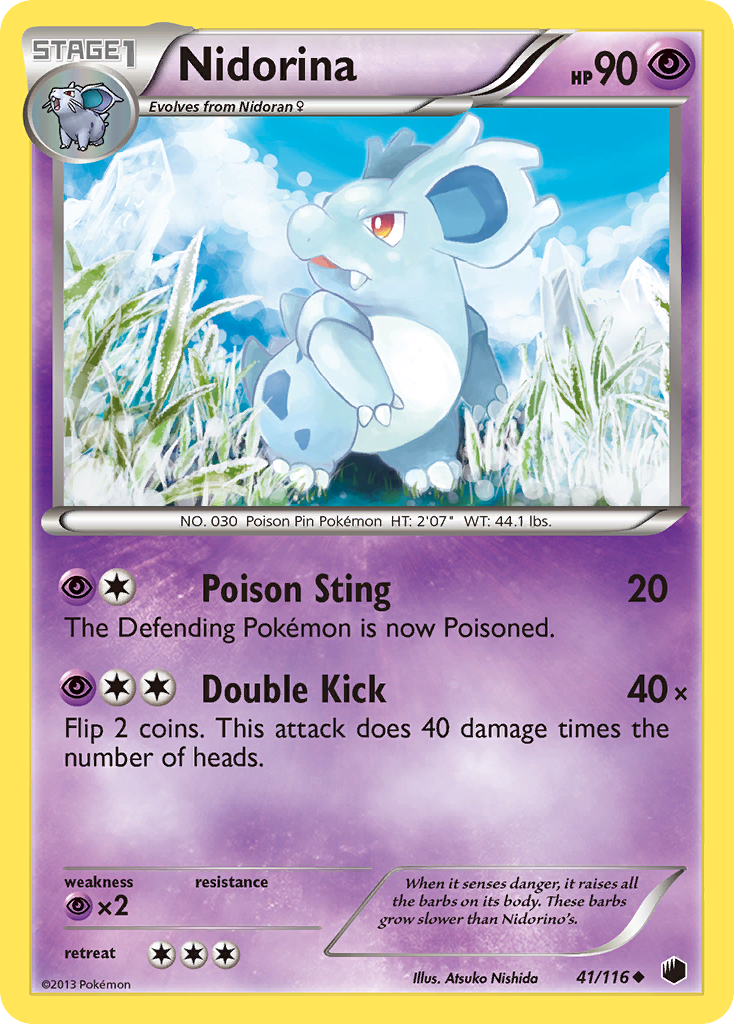 Nidorina 41/116 Pokémon card from Plasma Freeze (2013), English Uncommon