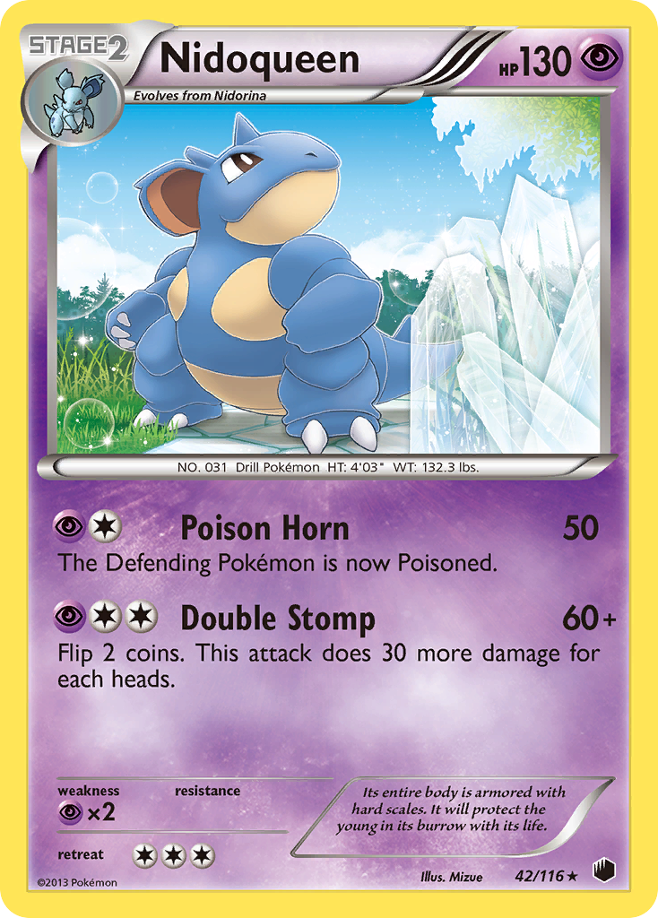 Nidoqueen 42/116 Pokémon card from Plasma Freeze (2013), English Rare