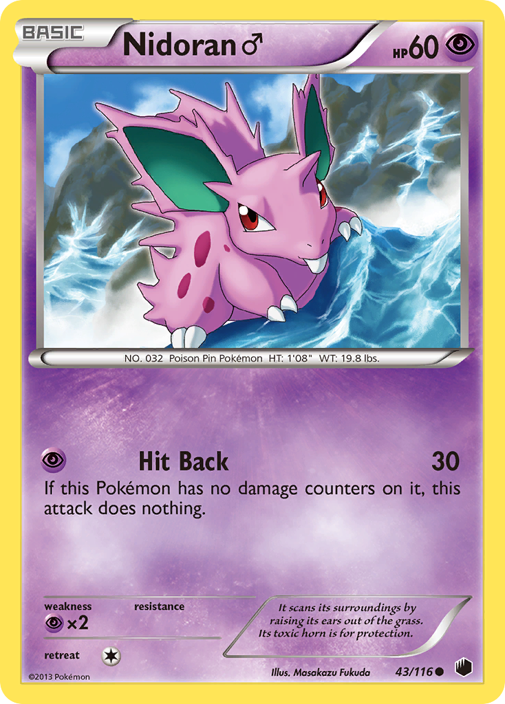 Nidoran ♂ 43/116 Pokémon card from Plasma Freeze (2013), English Common