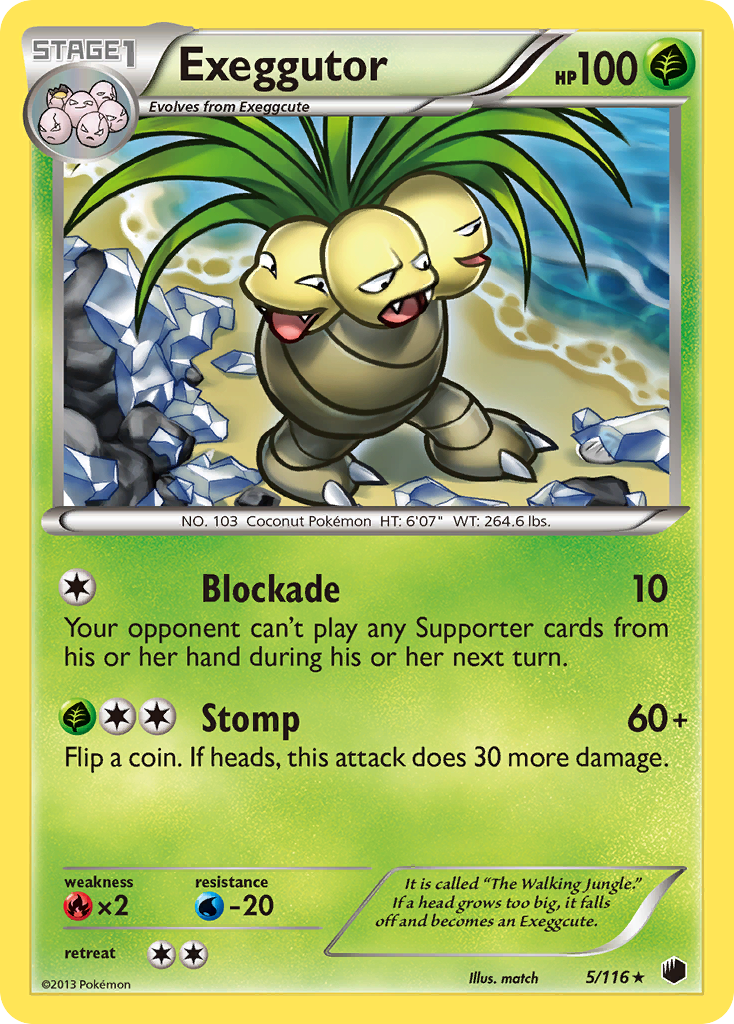 Exeggutor 5/116 Pokémon card from Plasma Freeze (2013), English Rare
