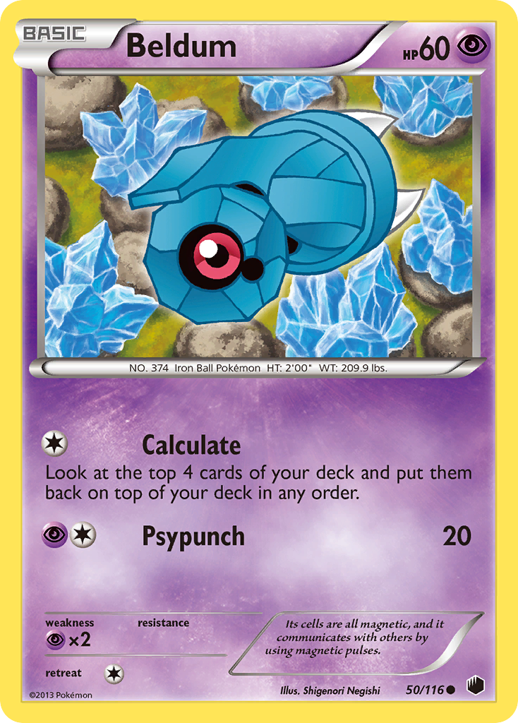 Beldum 50/116 Pokémon card from Plasma Freeze (2013), English Common