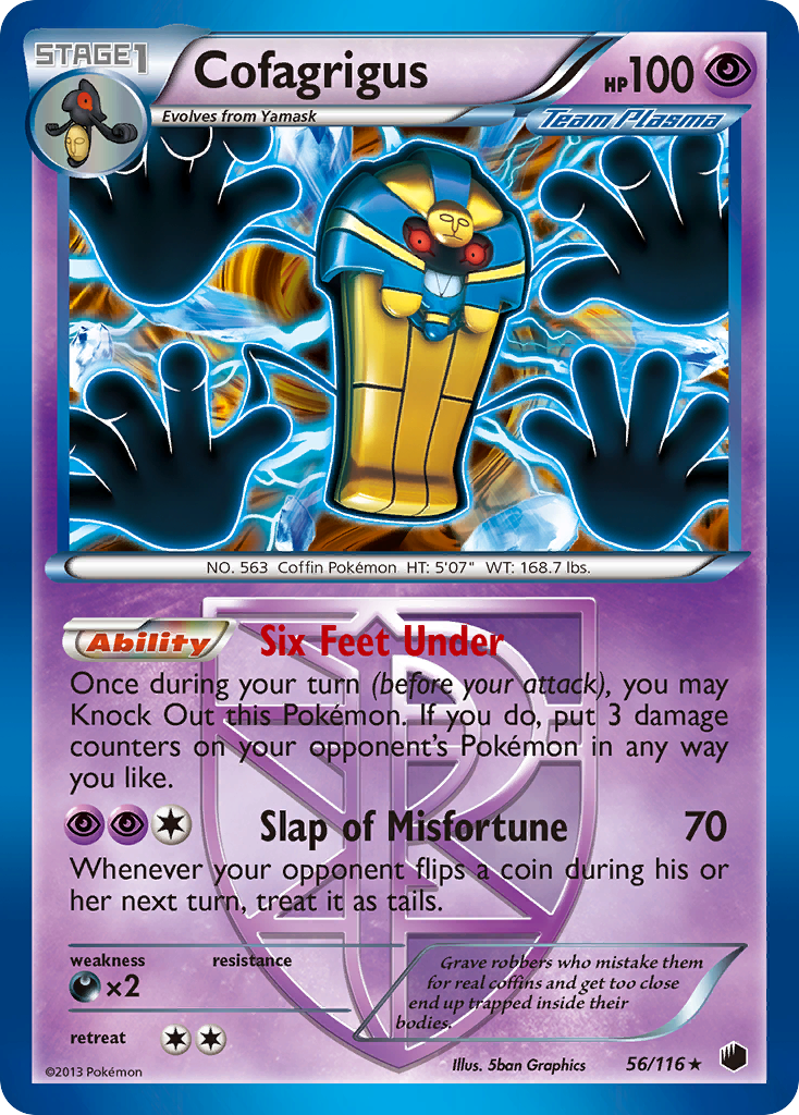 Cofagrigus 56/116 Pokémon card from Plasma Freeze (2013), English Rare Holo