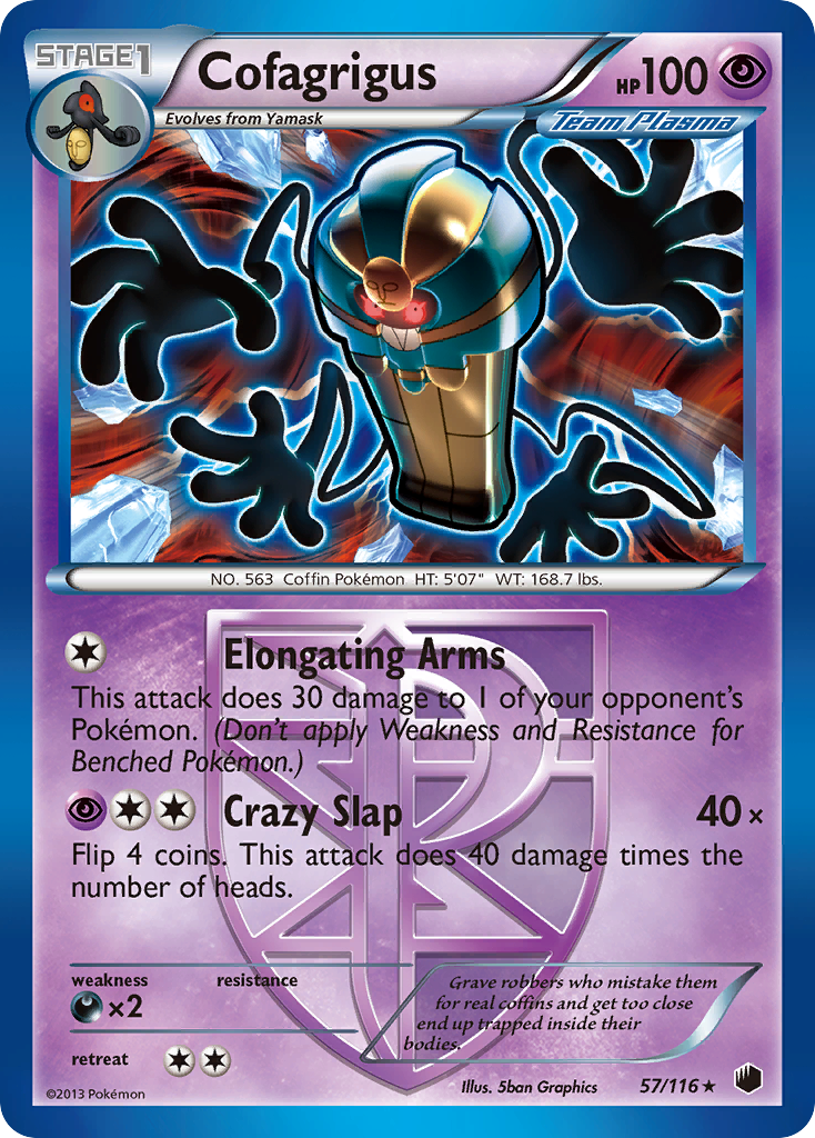 Cofagrigus 57/116 Pokémon card from Plasma Freeze (2013), English Rare