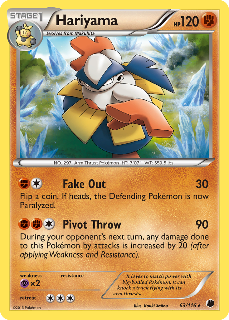 Hariyama 63/116 Pokémon card from Plasma Freeze (2013), English Rare