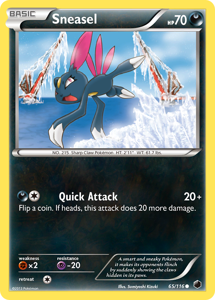 Sneasel 65/116 Pokémon card from Plasma Freeze (2013), English Common