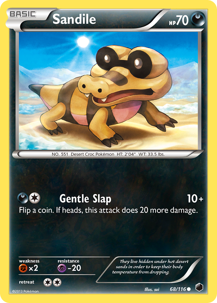 Sandile 68/116 Pokémon card from Plasma Freeze (2013), English Common