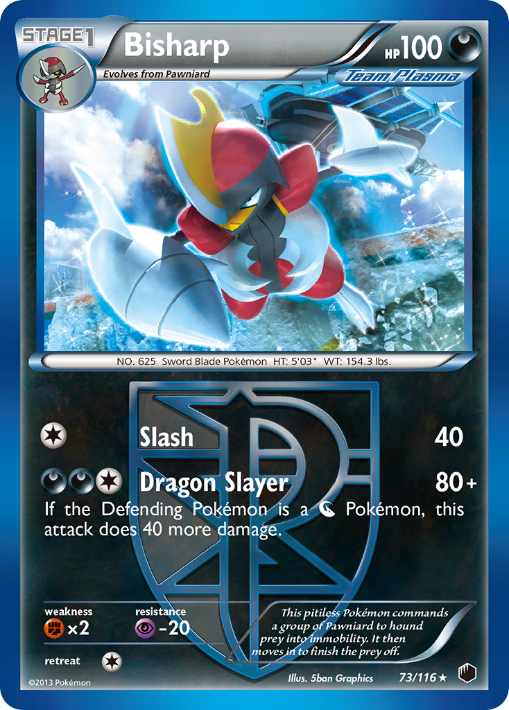Bisharp 73/116 Pokémon card from Plasma Freeze (2013), English Rare