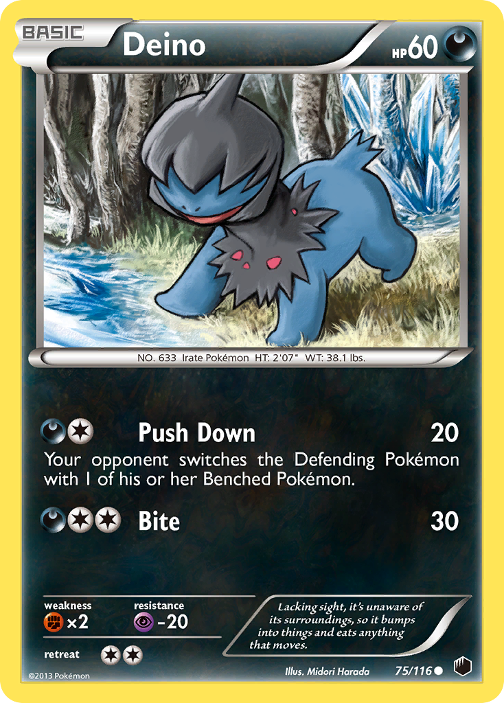 Deino 75/116 Pokémon card from Plasma Freeze (2013), English Common