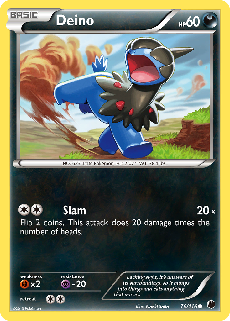 Deino 76/116 Pokémon card from Plasma Freeze (2013), English Common