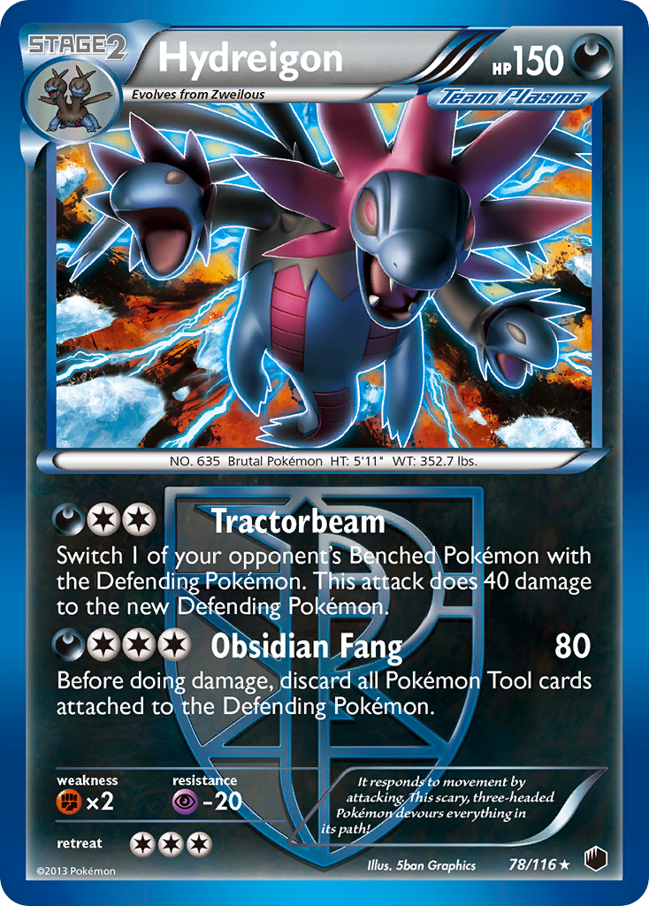 Hydreigon 78/116 Pokémon card from Plasma Freeze (2013), English Rare Holo
