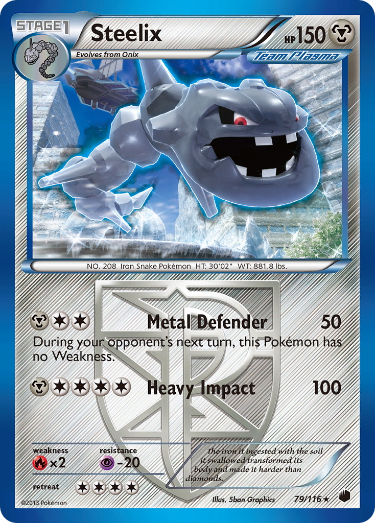 Steelix 79/116 Pokémon card from Plasma Freeze (2013), English Rare